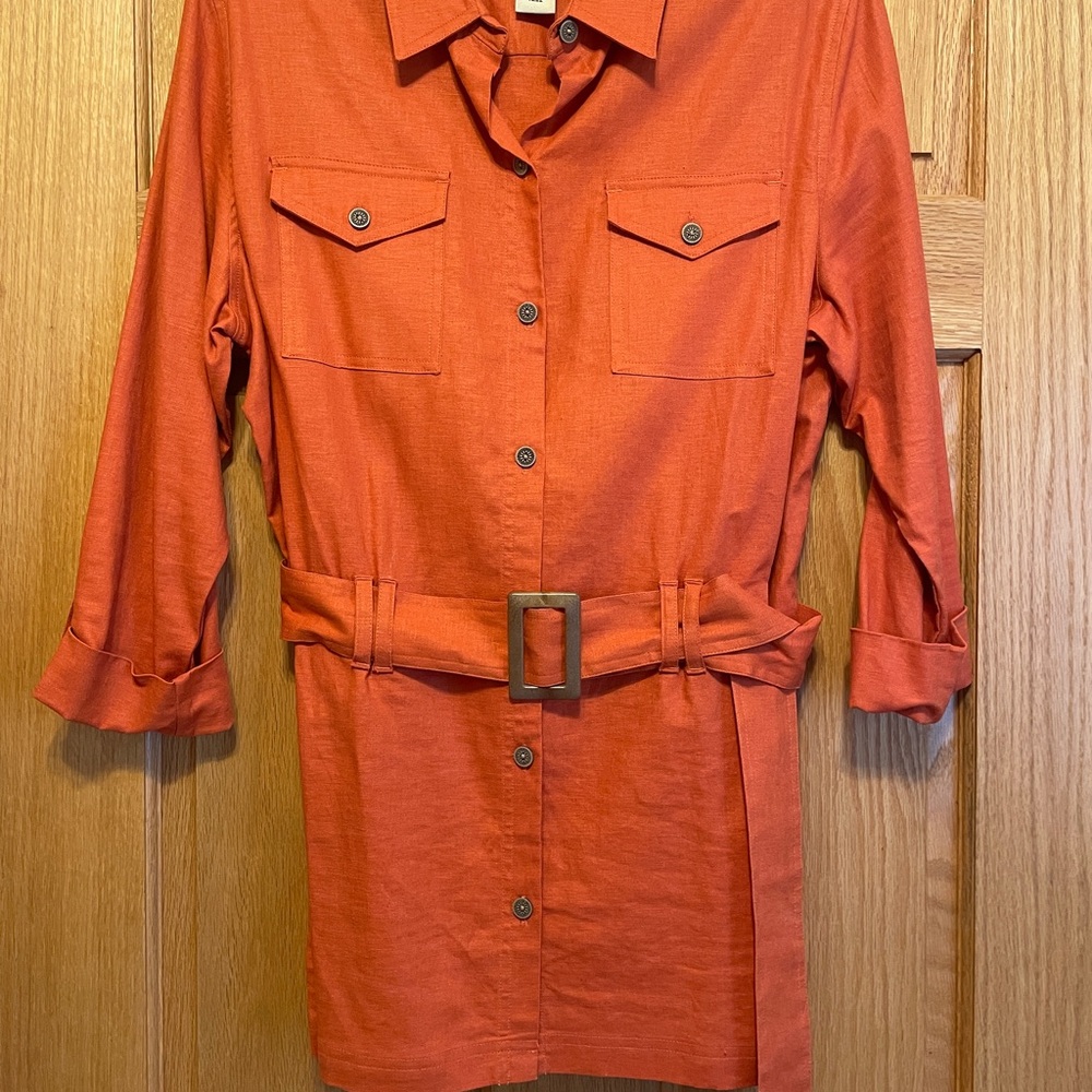 bechamel Vintage Orange Linen/rayon long shirt size Medium